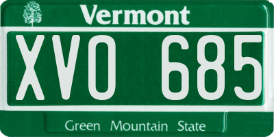 VT license plate XVO685