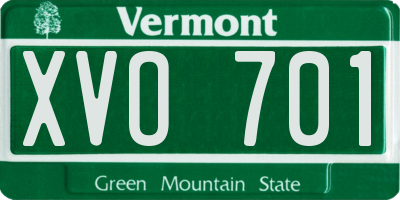 VT license plate XVO701
