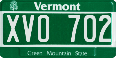 VT license plate XVO702
