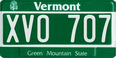 VT license plate XVO707