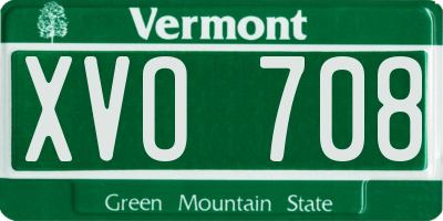 VT license plate XVO708