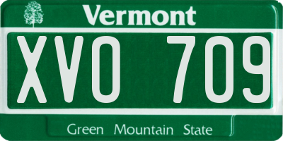 VT license plate XVO709