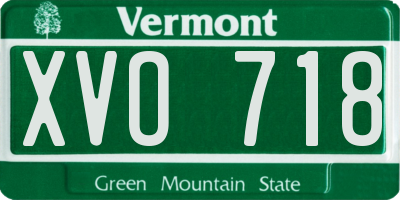 VT license plate XVO718