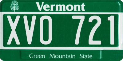 VT license plate XVO721