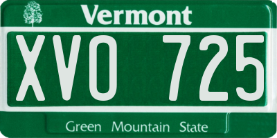 VT license plate XVO725