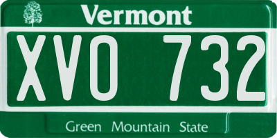VT license plate XVO732