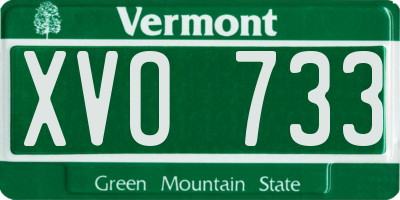 VT license plate XVO733