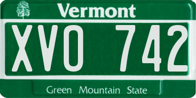 VT license plate XVO742