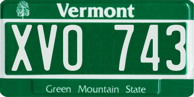 VT license plate XVO743