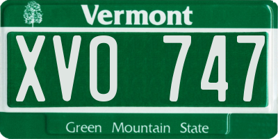 VT license plate XVO747