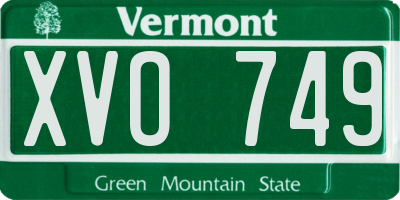VT license plate XVO749