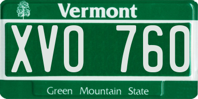 VT license plate XVO760