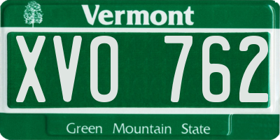 VT license plate XVO762