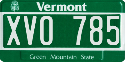 VT license plate XVO785