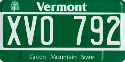 VT license plate XVO792