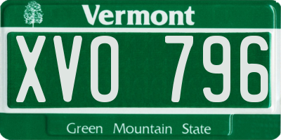 VT license plate XVO796