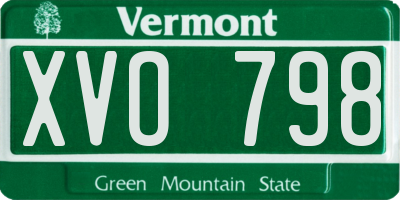 VT license plate XVO798