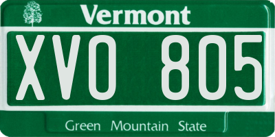 VT license plate XVO805