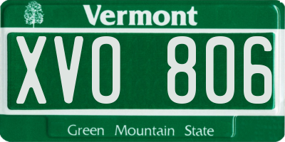 VT license plate XVO806