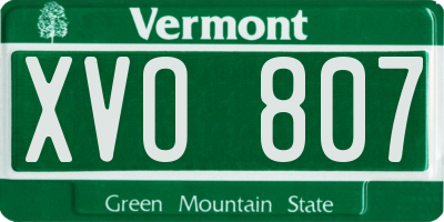 VT license plate XVO807