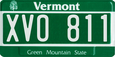 VT license plate XVO811