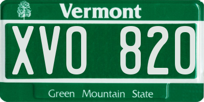 VT license plate XVO820
