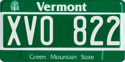 VT license plate XVO822