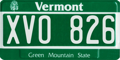 VT license plate XVO826
