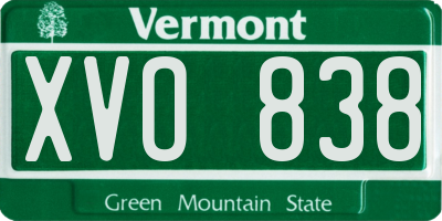 VT license plate XVO838