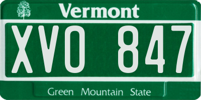 VT license plate XVO847