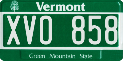 VT license plate XVO858