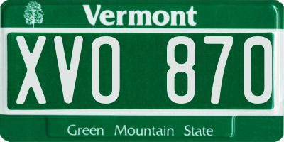 VT license plate XVO870