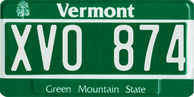 VT license plate XVO874