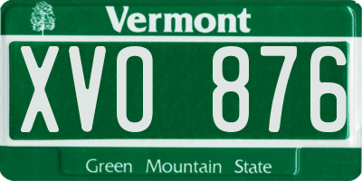 VT license plate XVO876