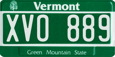 VT license plate XVO889