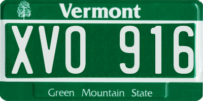 VT license plate XVO916