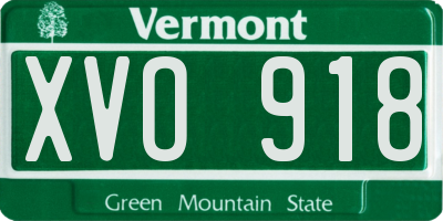 VT license plate XVO918