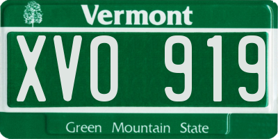 VT license plate XVO919
