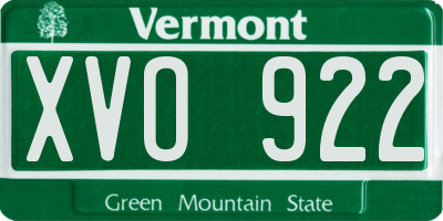 VT license plate XVO922