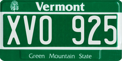 VT license plate XVO925