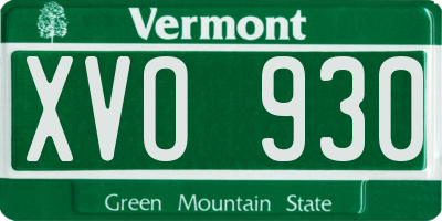 VT license plate XVO930
