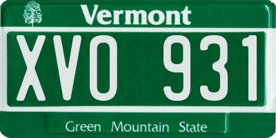 VT license plate XVO931