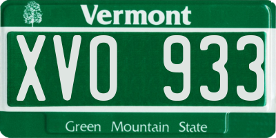 VT license plate XVO933