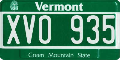 VT license plate XVO935