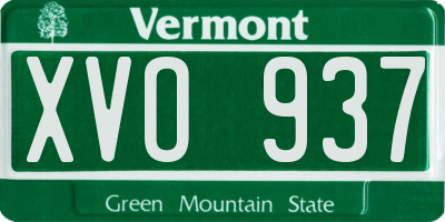VT license plate XVO937