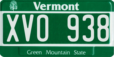 VT license plate XVO938