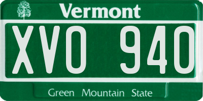 VT license plate XVO940