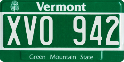 VT license plate XVO942