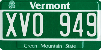 VT license plate XVO949