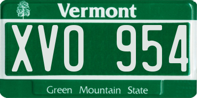 VT license plate XVO954